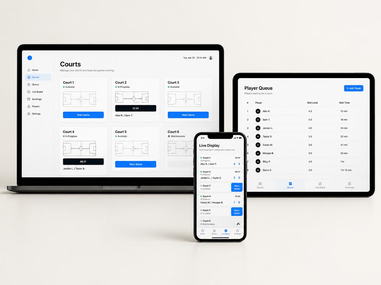 Open Play Queue & Court Management System